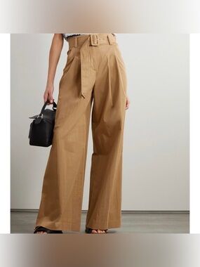 Veronica Beard Maliyah Wide Leg Belted Pants Camel Size 6